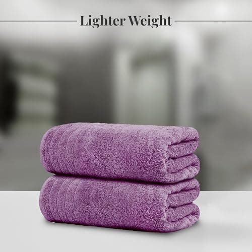 Tens Towels Pack of 8 Towels Set, 2 Extra Large Bath, 2 Hand, 4 Washcloths, 100% Cotton, Lighter Weight, Quicker to Dry, Super Absorbent, Perfect for Bathroom, Purple thumbnail 3