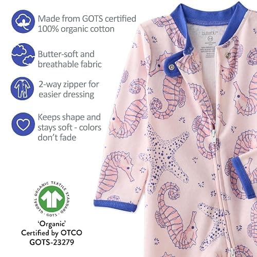 Butterblu Shadow Sleep & Play 100% Organic Cotton Footless Zip Front Sleeper Pajamas thumbnail 6