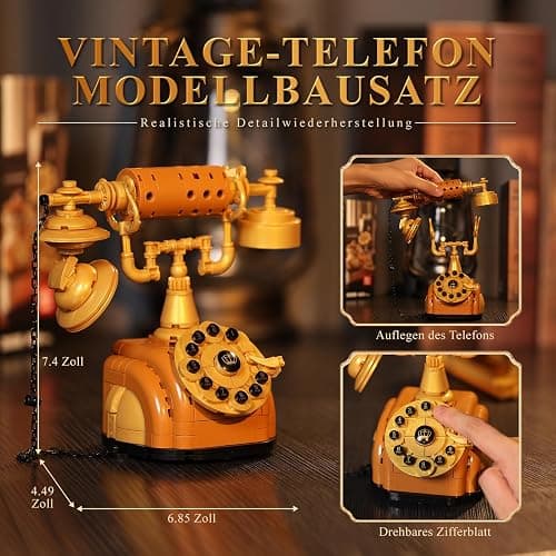 JMBricklayer Camera Telephone Record Player Building Block Sets for Adults, Retro 3 in 1 Set Building Toy 20039, Vintage Display Model Kit for Office Room Decor Collectible Gift for Adult Men Kids 14+ thumbnail 2