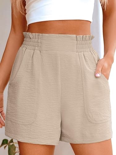 ANRABESS Shorts for Women Summer Casual Elastic High Waisted Wide Leg Cute Dressy Beach Shorts 2026 Vacation Beach Clothes thumbnail 2