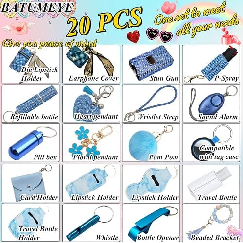 BATUMEYE Keychain Set Gift for Women with Card Holder | Wristlet Strap, Whistle, Travel Bottle Holder, Bottle Opener, Durable Synthetic Leather, Chic Printed Design, Portable thumbnail 3