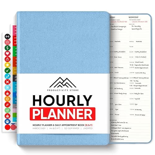 Hourly Planner & Appointment Book (8.5” x 11”) - Premium Hourly Planner with Daily Schedule & 30-Minute Time Slots for Better Time Management by PRODUCTIVITY STORE (A4, Blue) - Image 1