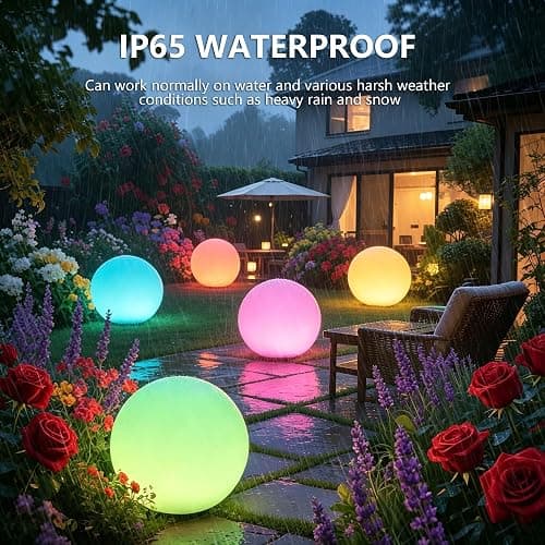 MIUWLXT 6-inch LED Light Ball,RGB Color Changing Night Light with Remote,Water Resistant,USB Rechargeable Mood Lamp for Kids Room,Bedroom,Patio,Party Decor thumbnail 5