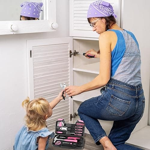 39 Piece All Purpose Basic Household Pink Tool Kit for Women - Small Tool Set with Toolbox Great for Home, Garage, Office and College Dormitory Use - Pink thumbnail 5