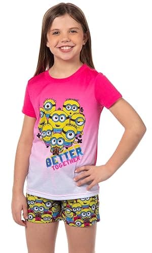 INTIMO Despicable Me Girls' Movie Minions Better Together Sleep Pajama Set Shorts - Image 1