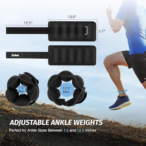 ZELUS 1 Pair Adjustable Ankle Weights, 2 4 6 8 10 lb Modularized Leg Weight Straps for Women Men, Weighted Ankle Weight Set with Removable Sandbags, 1-5 lb per Ankle Strap for Gym Yoga Jogging Walking thumbnail 2