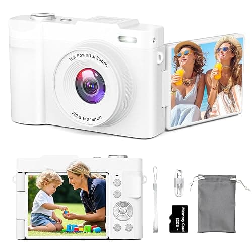 4K Digital Camera for Photography, Small Vlogging Camera with Flip Screen for YouTube, 50MP 16X Zoom, Portable Travel Cameras with 32GB SD Card for Beginners(White) thumbnail 9