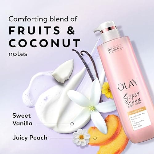 Olay Super Serum Body Wash for Extra Dry Skin, 24hr Long Lasting Rich Hydration, 5+ Ingredient Complex for Bright, Even, Firm, & Luminous Skin, with Collagen Peptide, Vitamin C & Shea Butter, 20 fl oz thumbnail 6