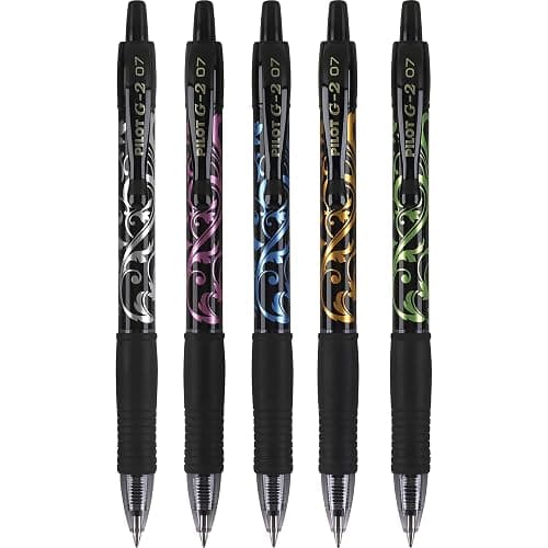 Pilot, G2 Premium Gel Roller Pens, Fine Point 0.7 mm, Fashion Collection, Black, Pack of 5 thumbnail 4