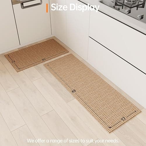 HOMEK Kitchen Rugs and Mats Non Skid Washable [2PCS] (17.3" x 30"+ 17.3" x 48"), Absorbent Kitchen Floor Mats, Boho Cotton Kitchen Runner Rugs Comfort Standing Mat for Sink Hallway Laundry thumbnail 9