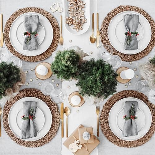 Christmas Napkin Rings Set of 12, Pine Needles Wreath with Red Berry Napkin Holder for Winter, Family Gathering, Banquet, Xmas Serviette Buckles for Table Setting (Pine Needles&Berry) thumbnail 6