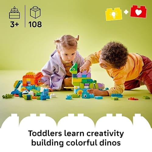 LEGO DUPLO Town 3 in 1 Dinosaurs on Wheels Learning Toy for Toddler Boys & Girls, Ages 3+ - Building & Education Play Set Teaches Problem-Solving Skills Through Play - Preschool Gift Idea - 10451 thumbnail 3