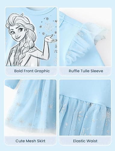 Disney Princess Frozen Minnie Mouse Dress Girls Sparkle Ruffle Tulle Tutu Birthday Party Fall Outfits Clothes Baby to Toddler thumbnail 7