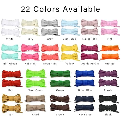 Stepace [2 Pairs Half Round Shoe Laces for Sneakers 76cm - 182cm Length 22 Color Shoelaces thumbnail 4