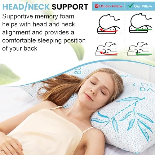 2 Pack King Size Pillows for Sleeping, Cooling Shredded Memory Foam Adjustable Bed Pillow with, Removable/Washable Cover (King 2 Pack) thumbnail 5