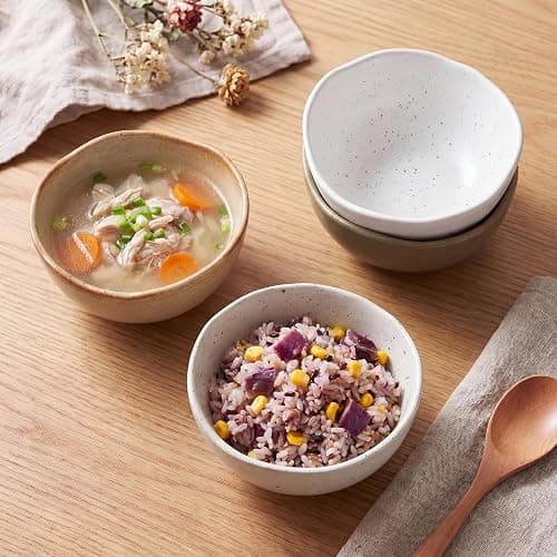 Mifoci 8 oz Set of 4 Ceramic Small Bowls, Cereal Bowls for Dessert, Yogurt, Dipping, Side Dishes, Farmhouse Vintage Dinnerware for Kitchen Weddings thumbnail 5