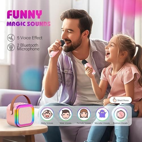 Dislocati Karaoke Machine 2 Microphones, Birthday Gifts for Girls Toys Age 3-15 Year Old Girls Gifts Kids Microphone Toys for 3-12 Year Old Girls Birthday Presents Easter Gifts for Kids thumbnail 2