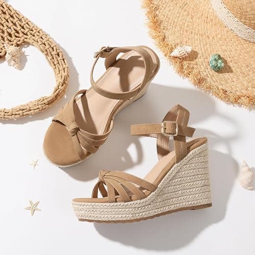 mikarka Sandals for Women 2026: Comfortable Wedge Platform Sandals Women - Braided Espadrilles for Women Ankle Strap Open Toe Wedges Heels Beach Sandals Summer Shoes thumbnail 3