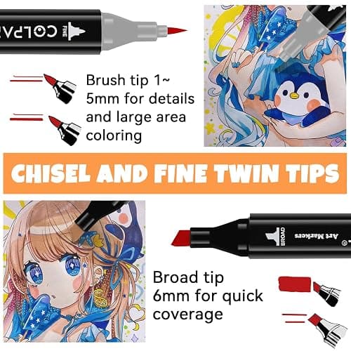 262 Colors Alcohol Markers Set Dual Tip Art Markers for Kids Marker Pens with Pen Holder and Carry Bag for Adult Coloring Painting Supplies Perfect for Painting, Coloring, Sketching and Drawing thumbnail 3