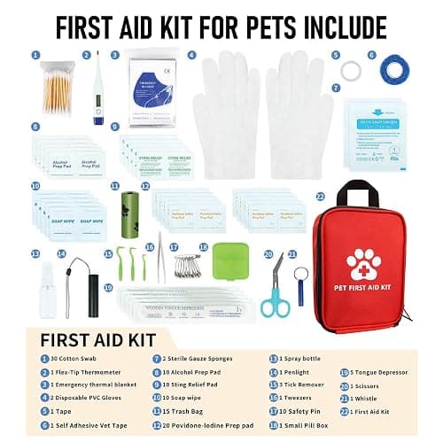 Dog First Aid Kit, Pet Travel Essentials, Emergency Supplies for Cats, Dogs | Travel-Ready Emergency Kit, Portable Kit For Pets, First Aid Pack Compact Safety Essentials for Hiking, Camping & Road Trips thumbnail 2