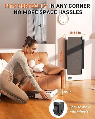 SupeRun Walking Pad, Under Desk Treadmill, 3 in 1 Portable Treadmill with Remote Control LED Display, 2.5 HP Quiet Walking Jogging Machine for Office Home Use, 250 Lbs Capacity - 05-White thumbnail 8