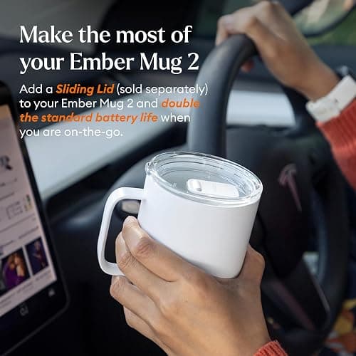 Ember Temperature Control Smart Mug 2, 14 Oz, App-Controlled Heated Coffee Mug with 80 Min Battery Life and Improved Design, White thumbnail 4