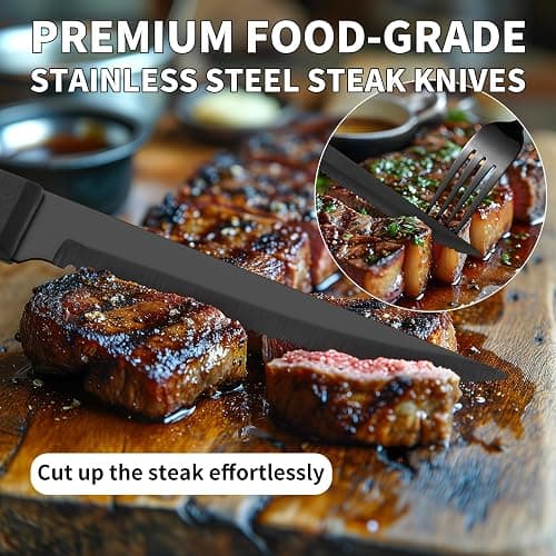 53PCS Black Silverware Set for 8 with Cutlery Drawer Organizer, Stainless Steel Flatware Set with Steak Knives, Include Spoons and Forks Set & Serving Utensils, Mirror Polished thumbnail 5