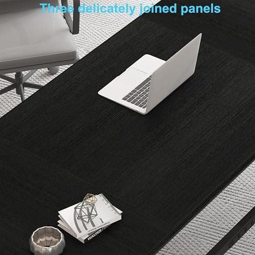 HSH 70 Inch Long Black Desk, Large Metal Wood Computer Desk for 2 Monitors, Modern Home Office PC Laptop Desk for 2 People Executive Writing Work Study Gaming, Simple Bedroom Living Room Black Table thumbnail 6