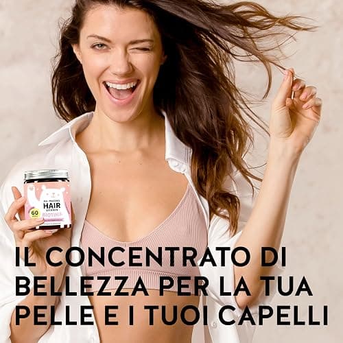 Caramelle Gommose Biotina Ah-mazing Hair – Vitamine per Capelli, Pelle e Unghie – 5000 µg di Biotina (B7), Zinco, Vitamine B6, B9, C, E – 60 Pezzi (2 Mesi), Vegane, Senza Zucchero, Bears with Benefits thumbnail 2