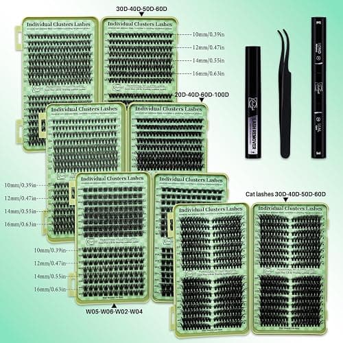 LASHSUN Lash Clusters Kit Wispy Eyelash Clusters 2304PCS Kit Cat Eye Kit Cluster Eyelash Extensions Pestañas Postizas Naturales DIY Lash At Home+Lash Bond and Seal,Remover,Tweezers thumbnail 8