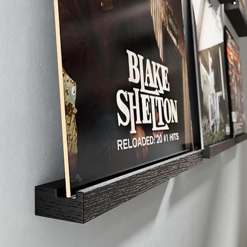 Emfogo Vinyl Record Shelf Wall Mount, 8 Pack Album Record Holder Wall, 12 inch Vinyl Record Storage Shelves Wall, Wood Record Display Black for Living Room thumbnail 4
