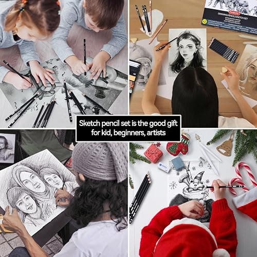 PANDAFLY Drawing Sketching Pencil Set, 42 Pack Pro Art Pencil Kit with Graphite Pencils (14B-4H), Charcoal Pencil, Ideal for Shading, Blending, Drawing Set for Beginners & Pro Artists thumbnail 7