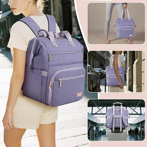 Nail Polish Organizer Case Backpack Holds 70 Bottles (15ml/0.5fl.oz) & Nail Lamp, 2 Layers Detachable Nail Kit Storage Case, Large Travel Nail Supplies Shoulder Bag for Manicure Tools (Purple) thumbnail 6