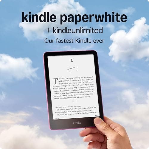 Amazon Kindle Paperwhite 16GB (newest model) – Our fastest Kindle ever, with new 7" glare-free display and weeks of battery life – Raspberry + 3 Months of Kindle Unlimited (with auto-renewal) thumbnail 7