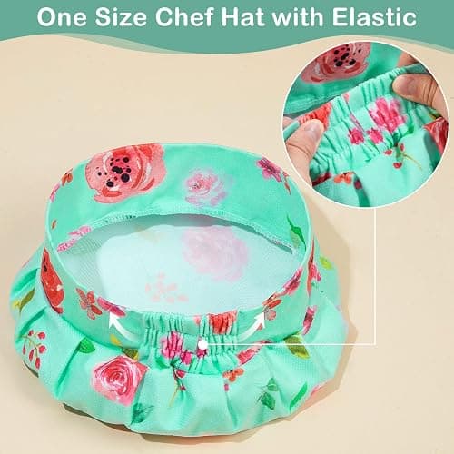 MHJY Kids Apron Hat Set for Girls Vintage Pleated Skirt Aprons with Adjustable Strap Pockets for Baking Cooking 8-12 Years thumbnail 4