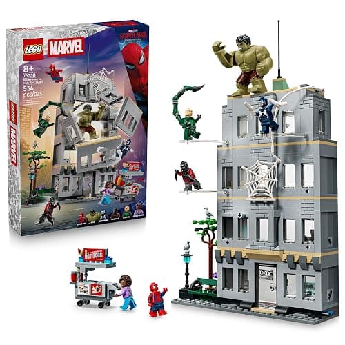 LEGO Marvel Spider-Man vs Hulk Epic Clash - Super Hero Building Toy for Boys & Girls, Ages 8+ - Includes 5 Minifigures & Hulk Figure - Spider-Man Toy for Fans - Gift for Birthdays - 76350 - Image 1