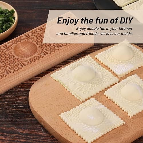 Wooden Ravioli Mold Handmade Pasta Ravioli Board Wood Ravioli Mould Homemade Fresh Pasta wooden Board Tools, Maveite 2 in 1 braid pattern and honeycomb with bees pattern, Pasta Lovers Gift thumbnail 7