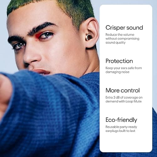 Loop Experience 2 Plus Ear Plugs – Stylish Certified Hearing Protection for Concerts & Festivals, Live Events, Sports, DJs & Nightlife – 17dB Noise Reduction, (High-Fidelity) + Mute for extra coverage thumbnail 2