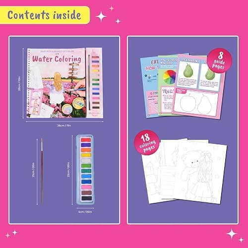 BSCOOL Water Coloring Book for Beginners – Painting Kits for Kids Ages 5 and up. Watercolor Book with 12 Paint Palettes, 1 Brush, and Guides. Fashion Painting for Girls with 15 Pre-Drawn Models. Gift for Girl Ages 5,6,7,8 thumbnail 4