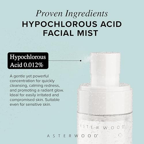 Asterwood Hypochlorous Acid Spray for Face - Targets Acne, Redness, Irritation - Multi-Purpose Skin Repair - Antibacterial, Antimicrobial - After Gym/Post-Workout Facial Mist - 4 Fl Oz thumbnail 3