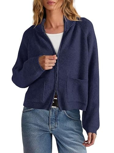 Yanekop Womens Zip Up Sweaters Long Sleeve Chunky Knit Cardigan Sweater Jackets Fall Outerwear Coats with Pockets 2025 - Image 1