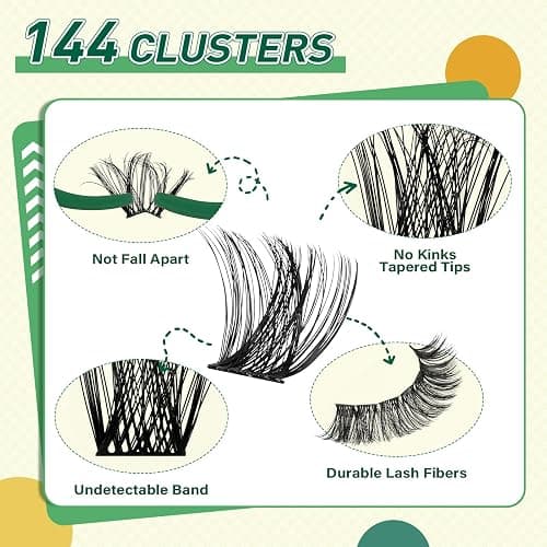 KEYYOU Lash Clusters Kit Natural Wispy DIY Lash Extension Kit 144pcs Lash Clusters Eyelash Extension Kit with Mascara Brush Bond and Seal Glue Remover Applicators Brush for Lash Extensions (Y01 Kit) thumbnail 3