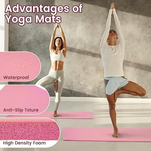 Fitvids Yoga Mat, 1/2-Inch Extra Thick High Density Exercise Mat, Anti-Tear Exercise Yoga Mat with Carrying Strap, Suitable for Various Yoga Exercises thumbnail 5