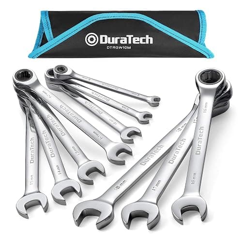 DURATECH Ratcheting Wrench Set, Combination Wrench Set, Metric, 10-piece, 6-18mm, CR-V Steel, with Pouch - Image 1