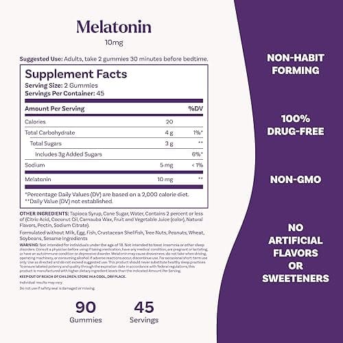 Natrol 10 mg Melatonin Gummies, Sleep Support for Adults, Melatonin Supplements for Sleeping, 90 Strawberry-Flavored Gummies, 45 Day Supply thumbnail 8