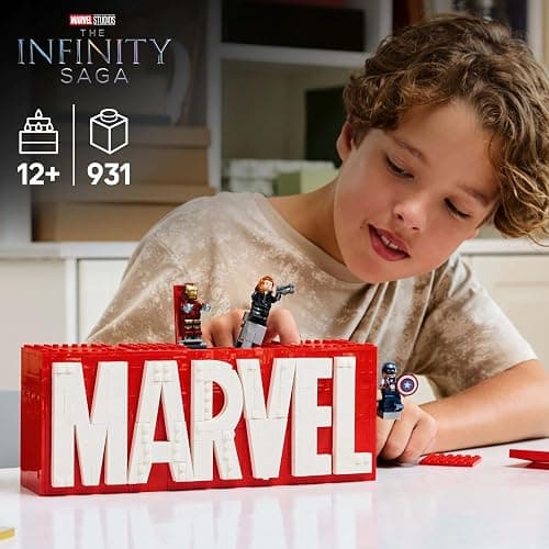 LEGO 76313 Marvel Logo & Minifigure, Toy, Birthday Gift, Blocks, Boys, Girls, Children, 12, 13, 14 Years, Elementary School Students, Marvel, Toy thumbnail 2