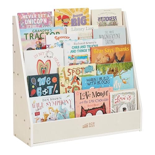 ECR4Kids Streamline Single-Sided Book Display with Storage, Classroom Bookshelf, White Wash - White Wash thumbnail 11