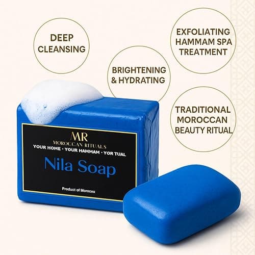 Moroccan Rituals Soap Bar 200g | 100% Natural & Chemical-Free Nourishing Hammam Spa Treatment | Hydrating, Softening & Rejuvenating | Traditional Moroccan Beauty Ritual (200g, Blue Nila) thumbnail 4