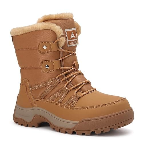 AZBZCZ Womens Snow Boots Anti-Slip Cold Weather Fur Lined Comfortable Winter Shoes - Image 1