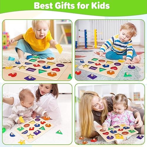 Jumlys Montessori Toys for Toddlers 1, 2, 3 Year Old, Wooden Shape Learning Puzzles for Baby 12-18-24 Months, Early Educational Toys, Perfect Christmas Birthday Gifts for Boys & Girls Age 1-3 - Shape thumbnail 7